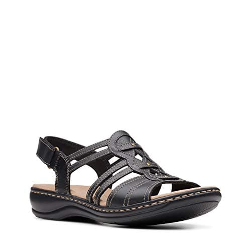 Image of Clarks Women's Leisa Janna Sandal, Black Leather, 6.5 UK