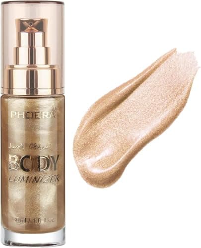Image of PHOERA High Gloss Waterproof Body Luminizer Glitter Face Shimmer Moisturizer Lotion Tan Cream Foundation Makeup Bronzer AQUAPURITY - 101 Rose Gold