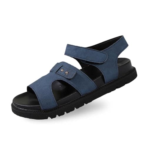 Image of Generisch Women's Summer Fashion Open Platform Sandals Leather Comfortable Breathable Shoes, navy, 4 UK