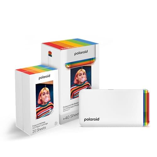 Image of Polaroid Bundle Hi-Print+Paper - 2nd Generation - Bluetooth Connected 2x3 Pocket Photo, Dye-Sub Printer - White