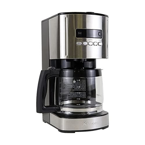 Image of Drip Coffee Maker Machine 12-cup 1.8L Programmable Filter Coffee Machines with Timer Fast Brewing Technology, Reusable Filter Glass Carafe Digital Display Charcoal Water Filter Black by Kenmore