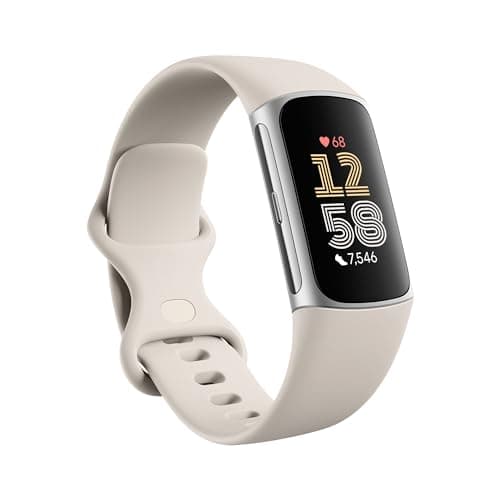 Image of Google Fitbit Charge 6 Activity Tracker with 6-months Premium Membership Included, 7 days battery life and Google Wallet and Google Maps, Porcelain / Silver Aluminium