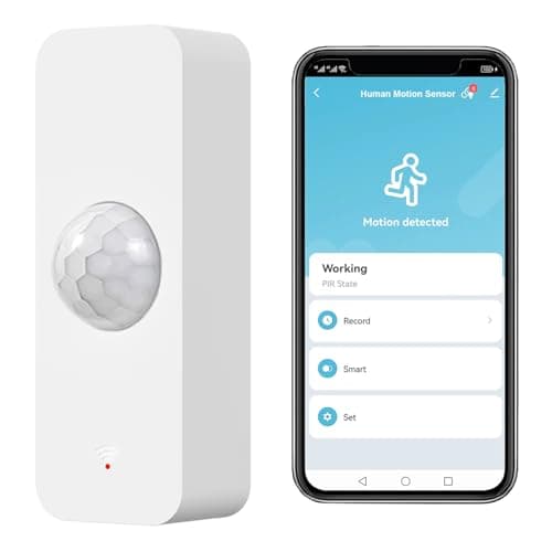 Image of Tuya WiFi PIR Motion Sensor, Smart Infrared Movement Detector, Real‑time App Alert, Alexa Google Home Compatible, No Hub Required, Wireless Home Security Burglar Alarm Sensor
