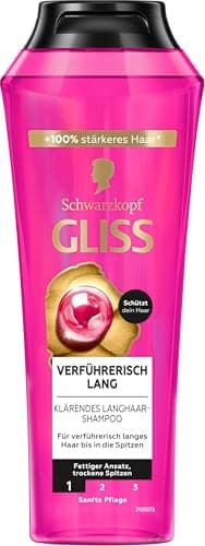 Image of Gliss Kur Seductive long shampoo (250 ml), hair shampoo repairs damaged hair lengths, care shampoo nourishes dry ends and frees from greasy roots