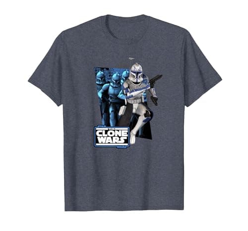 Image of Star Wars The Clone Wars Rex Trooper T-Shirt, Men, Heather Blue, XX-Large