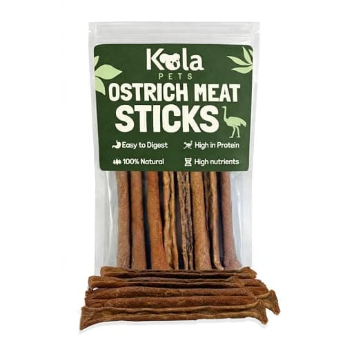 Image of Koala Pets Ostrich Meat Sticks Dog Treats - 100% Natural & Gently Air-Dried, Puppy Treats, Hypoallergenic Dog Treats, Natural Dog Treats, High in Lean Protein & Low in Fat, 50g