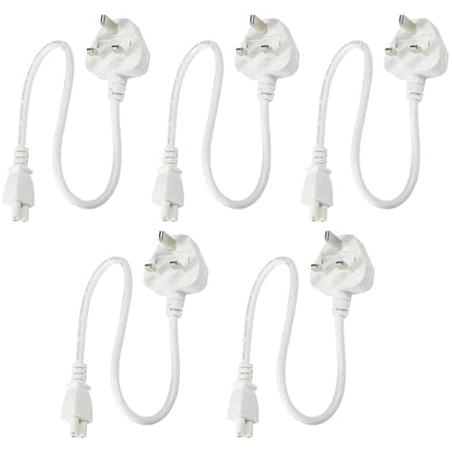 Image of UNCAN 0.5m UK Laptop Power Cable, 5 PACK BS 1363 to C5 Cloverleaf, 5A 250V, Replacement AC wall power Cord, Printer Cable, UK Laptop Charger Cord, Power Brick Cord