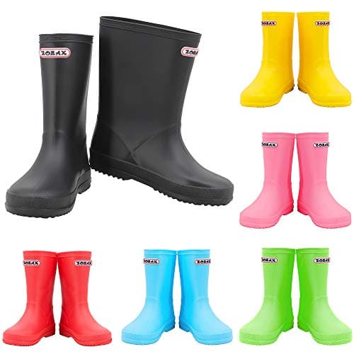 Image of Zorax - UK13 Child - EU31 - Black Girls Boys Waterproof Non-Slip Kids Motorbike Rain Boots Rain Shoes Wellies Unisex Children Wellington Boots