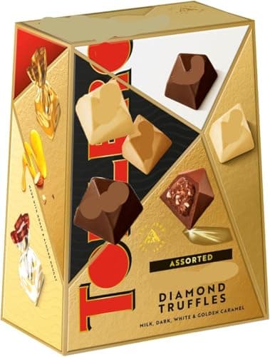 Image of Toblarone Diamond Truffles Assorted Chocolate Gift Box 180g, Milk, Dark, White, and Golden Caramel