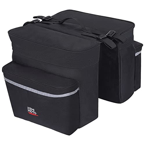 Image of KEMIMOTO 28L Bike Pannier Bag, Waterproof Bicycle Saddle Bag with Rain Cover, Bicycle Double Rear Seat Rack Pouch with Reflective Strips for Cycling Traveling Commuter