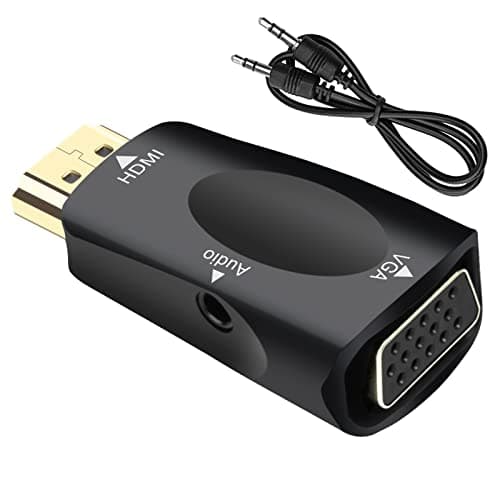 Image of HDMI to VGA Adapter, Seminer Male Female with 3.5 mm Audio Jack Cable Compatible Monitor/Laptop/Computer/PC/Projector/HDTV/Chromebook/Xbox and More (Black), HDMIMale-VGA Female