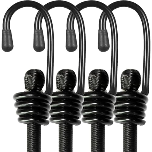 Image of Bungee Cords with Hooks, 24inch Pack of 4 Elastic Bungee Straps, Heavy Duty Weatherproof & UV, Resistant Elastic Bungee Straps for Securing Luggage,Camps, Tarps,Motorcycle,DIY