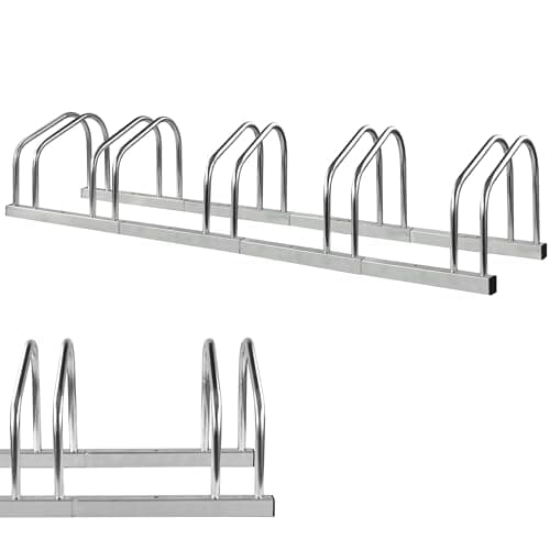 Image of Crystals Bike Rack for 5 Bikes - Bicycle Floor or Wall Mount Stand - Cycle Stand for Bike Storage Outdoor Garage - Steel Bike Stand, Silver (5 Bikes Stand)