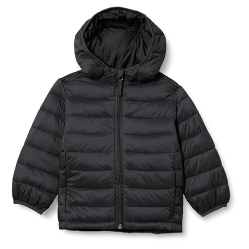 Image of Amazon Essentials Boys' Lightweight Water-Resistant Packable Hooded Puffer Coat, Black, XX-Large