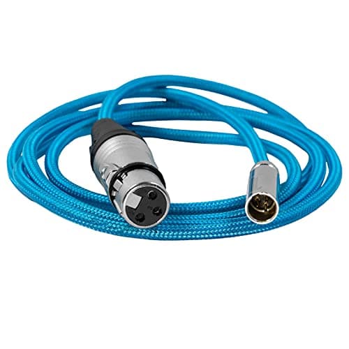 Image of KONDOR BLUE Mini XLR Male to XLR Female Audio Cable for BLACKMAGIC Pocket 4K/6K Camera Video Assist | Pro XLR Adapter for Microphones & Mixers. (Blue, 5' Foot | 1 Pack)