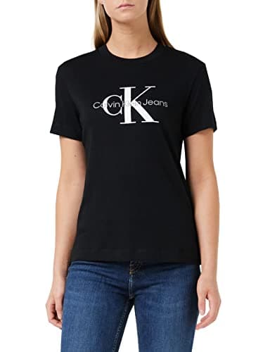 Image of Calvin Klein Jeans Women's Core Monologo Regular Tee J20j219142 S/S T-Shirts, Black, S