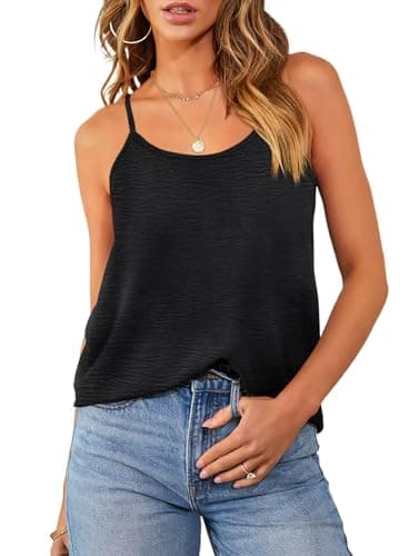 Image of WIHOLL Ladies Tops Cami Vest Tank Tops for Women UK Summer Sleeveless T Shirts Women's Fashion Blouse 2026 Size 18-20 Black XL