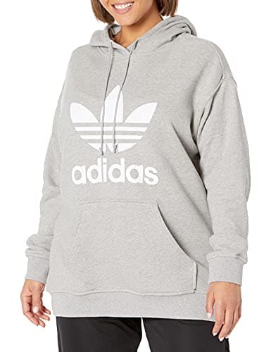 Image of adidas Originals womens Trefoil Hoodie, Medium Grey Heather, 2X