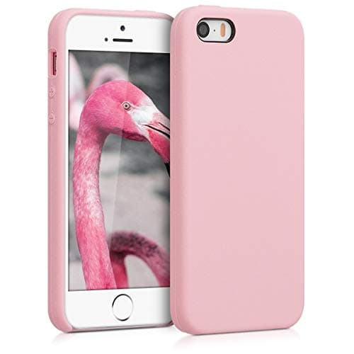 Image of kwmobile Case for Apple iPhone SE (1.Gen 2016) / iPhone 5 / iPhone 5S Case - Soft Cover - Shockproof Silicone - Wireless Charging Vintage Pink