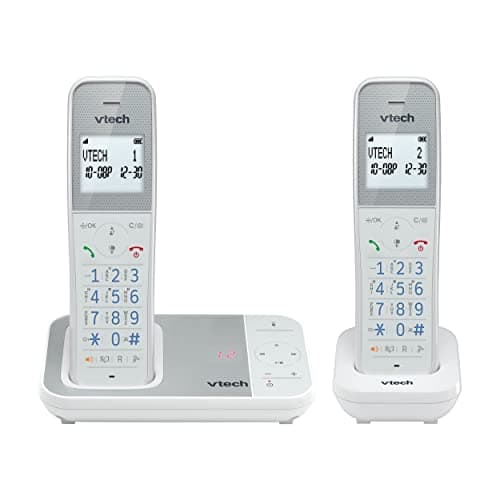 Image of VTech XS1051 DECT Cordless Phone with Answering Machine, 2 Handsets, Landline House Phone, AntiBacterial Plastic, Call Block, Volume Booster, Handsfree, Speed Dial, illuminated Display and Keypad
