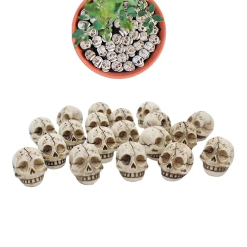 Image of Skeleton Head - 20 Pieces of Skull Statues Mini Skull Ornaments | Figures for Halloween Decor - Great Accessories for Cosplay Events, Easter Celebrations and a