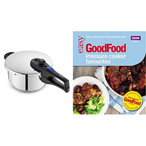 Image of Tower T920004S4L Express Pressure Cooker with Bakelite Lid Lock System, Visual Pressure Indicator, 4 Litre, Stainless Steel & Good Food: Pressure Cooker Favourites