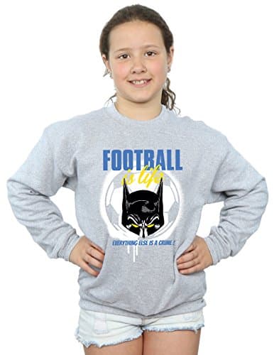 Image of Absolute Cult DC Comics Girls Batman Football is Life Sweatshirt Sport Grey 9-11 Years