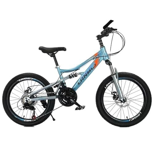 Image of 21 Speed Kids Bike, Unisex Mountain Bike, 22” 24" Road Bike, Sport Bicycle, Unisex Cycle, Double Front and Rear Suspension, 7 Gears, Dual Disc Break, Tool Kit, 6 to 12 Year Old New! (24 Inch)