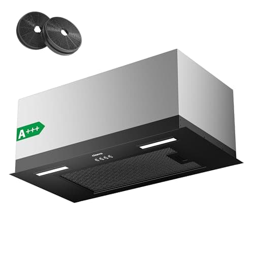 Image of CIARRA CBCB6926A 60cm Integrated Cooker Hood Built-in Kitchen Extractor Fan 3 Speed Settings LED Light UnderCabinet Extractor Hood Energy Efficient & Quiet Operation with CBCF003 Carbon Filters