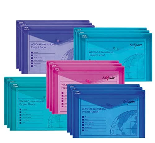 Image of Snopake Foolscap Polyfile Popper Wallet with Press Stud - Electra Assorted [Pack of 15] Ref: 14756RY - [Amazon Exclusive]