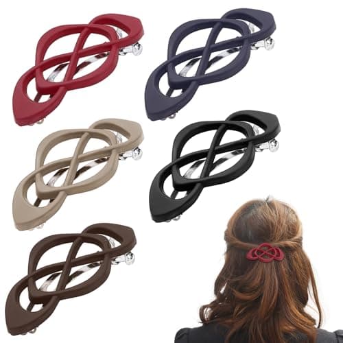 Image of 5 Pcs Flat Hair Clips,3.2 Inch Hollow Curved French Barrette Hair Clip,Strong Hold Hair Slides Non Slip Design for Women and Girls for Thick Hair,Hair Accessories for Lying,Driving