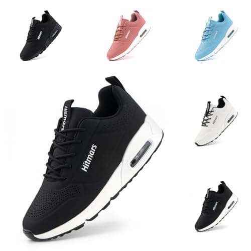 Image of Womens Running Shoes Trainers Sneakers Gym Sports Shoes Cushioned Wide Jogging Fashion Low Top Walking Breathable Black-White UK 5