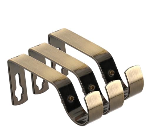 Image of Lister Cartwright 28mm Curtain Pole Ends Metal Brackets with Adjustable Screws Antique Brass(Pack of 3)