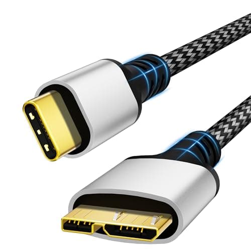 Image of Sewowibo 10Gbps Micro B To USB C Cable,0.5m Nylon USB C To Micro B Cable,Usb 3.1,USB C Male To MicroB Male,External Hard Drive Cable Compatible With Toshiba,Seagate,WD,Galaxy S5/Note 3,HDD