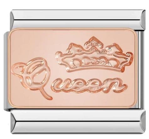 Image of Queen Crown Mother Daughter Sister Rose Gold Silver 9mm Italian Charm Compatible With 9mm Bracelet