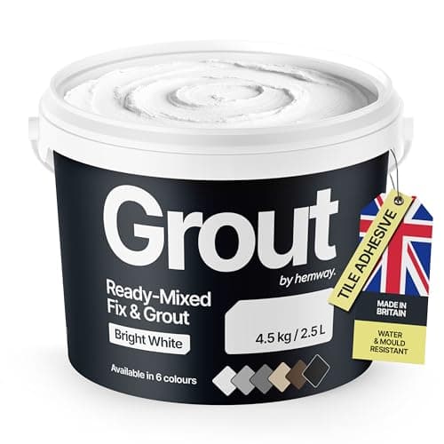 Image of Bright White Ready Mixed Grout & Fix | Wall & Tile Adhesive 4.5kg / 2.5L | Water-Resistant, Anti-Mould, Easy to Use & Fast-Drying | Suitable as Kitchen, Bathroom Tile Grout - Bright White Grout