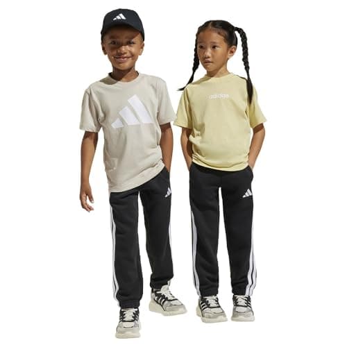 Image of adidas Unisex Kids Essentials 3 Stripes Pants, Black/White, 6-7 Years