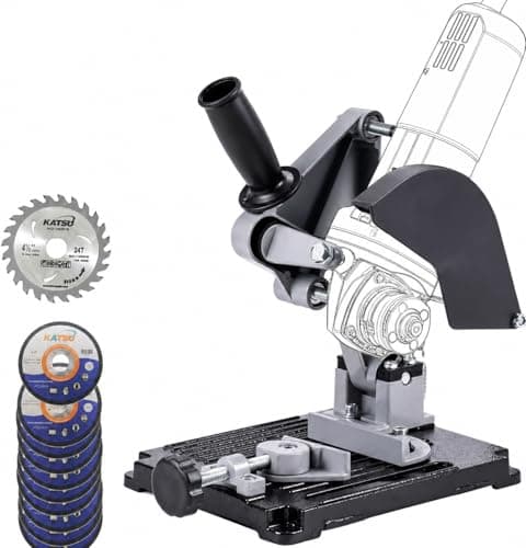 Image of KATSU 105422 Angle Grinder Holder - Diameter 100 mm to 125 mm for Electric Grinder with Cast Iron Base for Heavy Duty with 11 Wood and Steel Cutting Discs