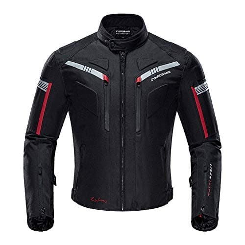 Image of Zyxformis Mens Motorcycle Jacket, Water-Resistant Windproof Motorbike Riding Jackets with Armoured Shoulder & Elbow Protectors for Summer Winter
