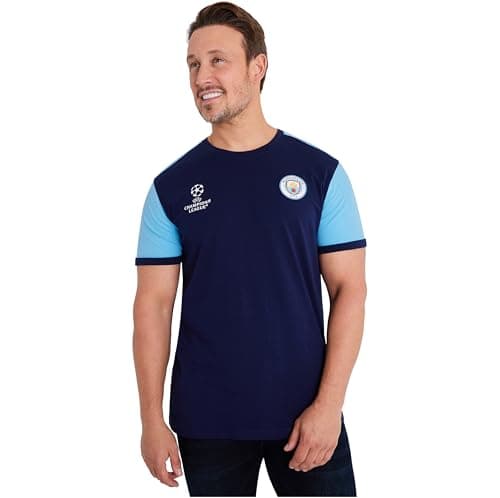 Image of MANCHESTER CITY F.C. Men's T-Shirts, Short Sleeve Soft Crew Neck Football Shirt (M, Navy/Blue)