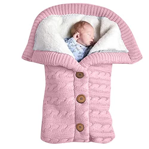 Image of iOoppek Baby Cuddle Blankets Soft Fleece Knitted Baby Girls Boys Pram Baby Accessories Imprint Set Ink (Hot Pink, One Size)