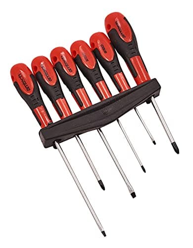 Image of Amtech - 6pc Screwdriver Set with Rack, Slotted & Phillips Drivers, Cushion Grip Handles, for Everyday DIY & Professional Use