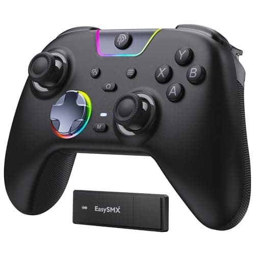 Image of EasySMX X05 Pro Wireless Controller for PC Ergonomic Skin-Like Grip, Quiet-Touch Low-Noise Buttons, Dual Triggers, Hall Joysticks, 2 Programmable Buttons, RGB, 1000mAh Battery