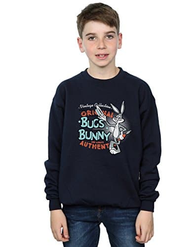 Image of LOONEY TUNES Boys Vintage Bugs Bunny Sweatshirt 7-8 Years Navy Blue