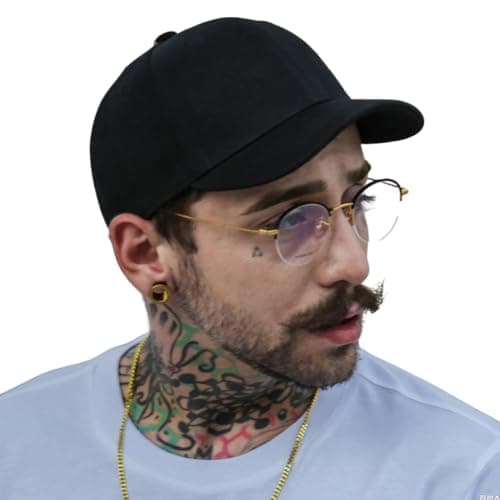 Image of Clape Short Brim Baseball Cap Structured Dad Caps Short Peak Cap Unisex Cotton Twill Trucker Hat High Crown Black CRT0