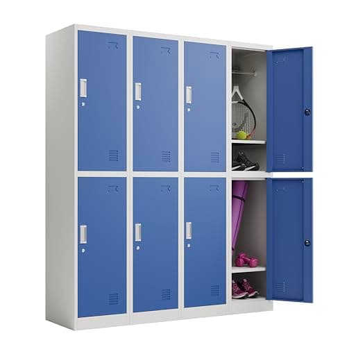 Image of Racking Solutions 4 x 2 Door Metal Storage Lockers, Blue Free Next Working Day Delivery