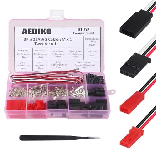 Image of AEDIKO JST Servo Connector Kit 40 Sets Servo Plug Male Female Connector Crimp Pin Cable Kit Compatible JST SYP Futaba for Hitec Spektrum RC