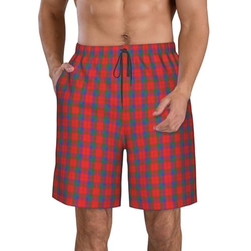 Image of Anceky Scottish Clan Robertson Tartan Plaid Shorts Men's Casual Beach Pants Quick Drying Swimming Trunks with Pockets