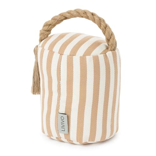Image of LIVIVO Weighted Door Stop - Sand-Filled Heavy Door Stopper with Boho Striped Fabric & Hemp Handle, Decorative Door Stop for Home Bedroom Living Room Office (Boho Chic)