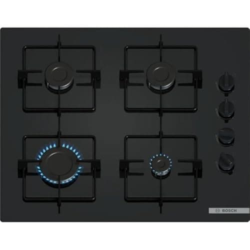 Image of Bosch POP6B6K30, Series 2, Gas Hob, 4 Burns, 60 cm, Black Tempered Glass